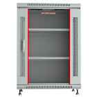 15U 24 inch Deep Server Rack Cabinet Light Gray Glass Door Lock with Accessories