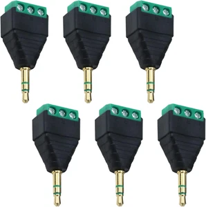 Antrader 6Pcs 3.5Mm Stereo Male to AV 3-Screw Terminal Block Headphone Balum Con - Picture 1 of 12