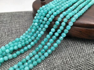 Natural 4mm Faceted Blue Aquamarine Round Gemstone Loose Beads 15"Strand AAA - Picture 1 of 12