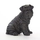 Shar Pei Figurine Hand Painted Collectible Statue Black