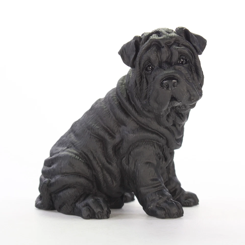 Estatuilla Shar Pei pintada a mano estatua coleccionable negra Foto 1 de 1