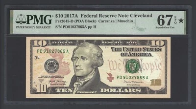 United States 10 Dollars 2017A Fr#2045-D (PDA Block) UNC Grade 67 Star - Image 1 of 2