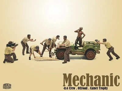 Paquete de figuras American Diorama escala 1:18 - Mecánico 4x4 Crew - Juego de 8 figuras Foto 1 de 4
