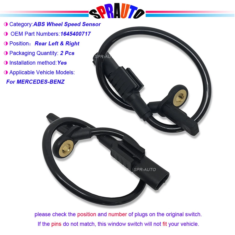 Sensor de velocidad de rueda ABS trasero izquierdo o derecho nuevo para Mercedes-Benz GL320 550 ML320 Foto 1 de 4