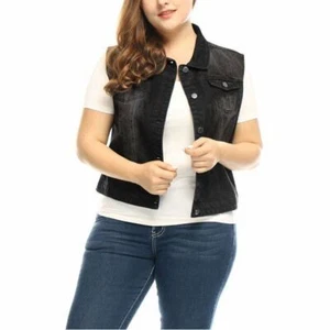 Agnes Orinda ärmellose Damenjacke Übergröße Denim, schwarz, 1X - Bild 1 von 5