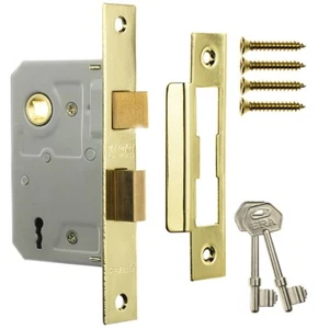 3 LEVE SASHBOLT 3" Mortice serratura porta finitura ottone sinistra destra serratura - Foto 1 di 2