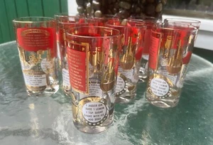 Jeannette Glas MCM Rot/Gold Rezept Barware "Highball" Gläser - 9 - Bild 1 von 7