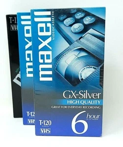 3 Maxell GX-Silver T-120 HOCHWERTIGE 6 Stunden leere VHS Kassetten  - Bild 1 von 2