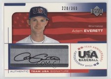 2004 USA Baseball 25-Year Anniversary Signatures Black Ink Adam Everett Auto