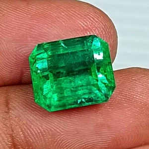 7.56 CT GIA CERTIFIED Natural Zambian Emerald Octagon Top *Fast Delivery 5*Grade - Picture 1 of 6