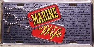 Aluminum Military License Plate USMC Marine Corps Wife NEW Made in the USA - Picture 1 of 1