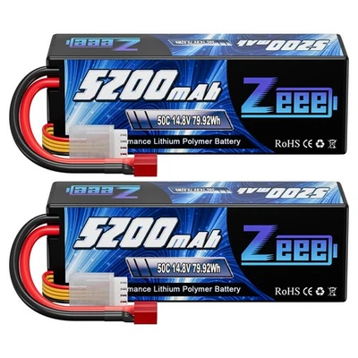 2x Zeee 14.8V 5200mAh 4S Lipo Akku T Stecker 50C für RC Auto Flugzeug Boats Heli - Bild 1 von 4