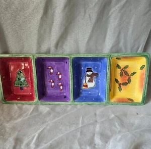 Sango The Sweet Shoppe Christmas by Sue Lipkin 4 Compartment Relish Tray Ceramic - Picture 1 of 4