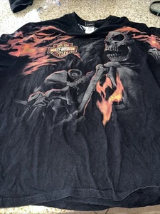 Harley-Davidson Skull Pattern Cut-off Motorcycle Bike T-shir - Picture 1 of 6