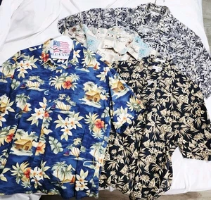 Lot Of 4 PIERRE CARDIN Short Sleeve Shirt Hawaiian Sailboat Palm Cotton Size XL - Picture 1 of 8