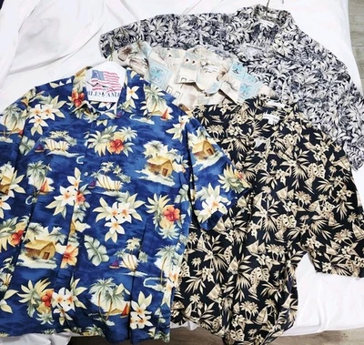 Lot Of 4 PIERRE CARDIN Short Sleeve Shirt Hawaiian Sailboat Palm Cotton Size XL - Image 1 of 4