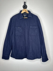 Nordstrom Shop Men’s Navy Blue Wool Blend Button Up Heavy Shirt Jacket XL - Picture 1 of 4