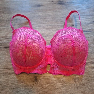 Sutiã Adored By Adore Me The Morgan Longline renda push up tamanho 40DD rosa - Imagem 1 de 4