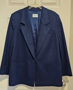 Vintage Pendleton Womens One Button Navy Blue Virgin Wool Blazer Jacket Size 20W - Picture 1 of 7