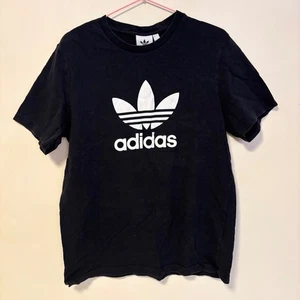 Adidas Logo Basic Short Sleeve Graphic Tee Shirt Black White Mens Size Medium - Picture 1 of 3