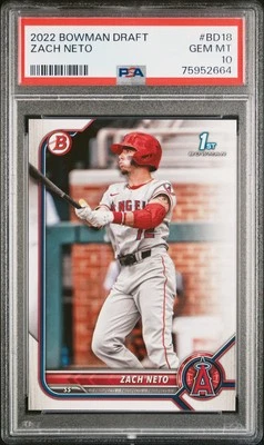 2022 BOWMAN DRAFT #BD18 ZACH NETO PSA 10 - Image 1 of 2