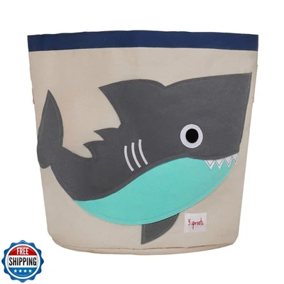 3 Sprouts Laundry and Toy Basket Canvas Storage Bin for Baby and Kids, Shark  - Image 1 of 4