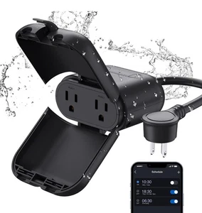 Enchufe WiFi Inteligente Exterior PQR20 Impermeable IP66 con 2 Enchufes Individuales, - Imagen 1 de 8