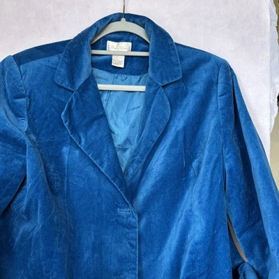 Studio Works Women Teal Faux Suede Blazer Size 16 - Image 1 of 4