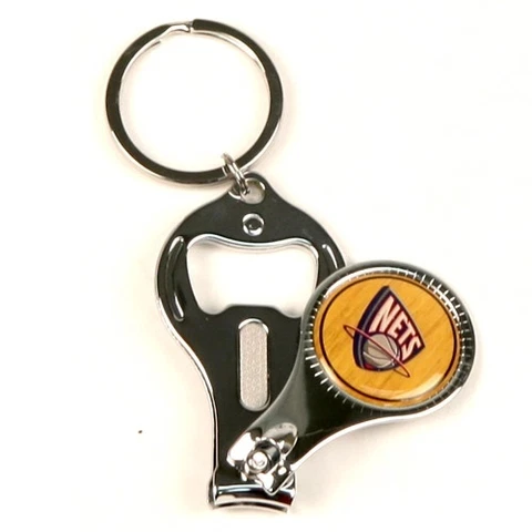 (2) NEW Brooklyn Nets 3 IN 1 KEYCHAIN, Bottle Opener, Nail Clippers Cover