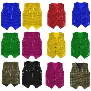 Kids Boys Blouse Jazz Waistcoat Dress Up Vest Waiter Tops Christmas Crop Top - Picture 1 of 86