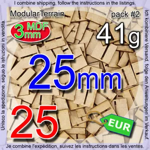 25x Slotted Slotta 3mm MDF 25mm Square Base Cuadrada Ranura Socle War Hammer - Foto 1 di 8