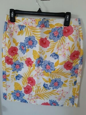 Antigua Falda Lápiz Azul Marino Floral, Talla 4, Nueva Foto 1 de 4