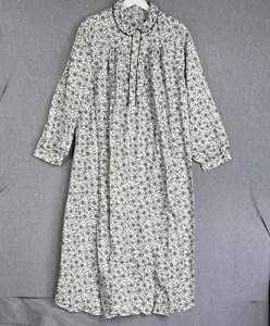 Schlafenges Flanell Nachthemd Damen mittellang Cottagecore Oma Schlafkleid - Bild 1 von 12