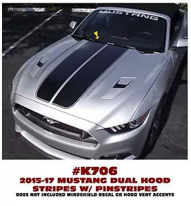 K706 2015 2016 2017 MUSTANG - DUAL HOOD DECAL STRIPES with PINSTRIPES - Bild 1 von 2