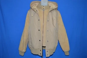 vintage 70s SEARS JR BAZAAR BROWN CORDUROY ZIP OFF SLEEVE WOMENS WINTER JACKET L - Picture 1 of 5