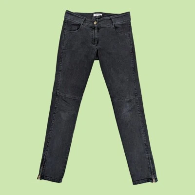 Pantalones de mezclilla para mujer Emerson Fry negros Mick Distressed Moto cremallera talla 4 Foto 1 de 4