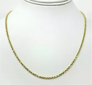10K Yellow Gold Necklace Gold Rope Chain Diamond Cut Stamped 10K - Picture 1 of 12