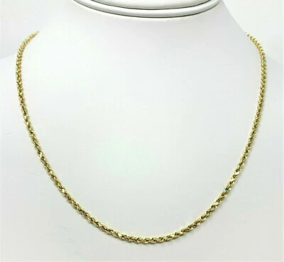 Collar de oro amarillo macizo de 10K cadena de cuerda de oro de 16"-30" hecho en Italia Foto 1 de 4
