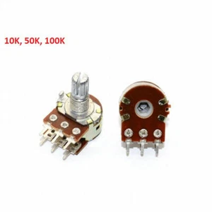 Stereo Potentiometer 10K 20K 50K 100K 6Pin Taper Splined Shaft Mixer B Pot New - Picture 1 of 5