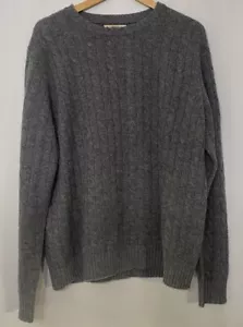 Elliot Mulryan Herren 100 % Kaschmir grau Zopfmuster Long Pullover Large - Bild 1 von 6