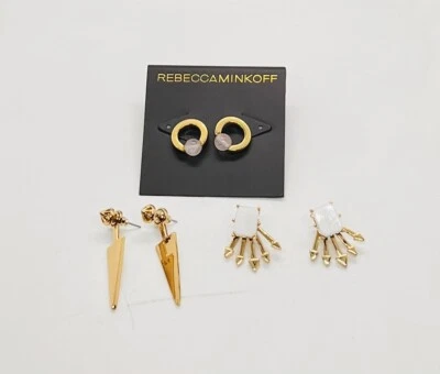 Brand New, Rebecca Minkoff Gold tone 3 Pairs Of Earrings - Image 1 of 4