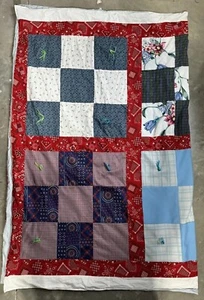 Vintage Handmade Handkerchief Patchwork Quilt 88”x66” EUC - Imagen 1 de 11