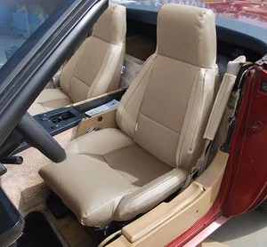 CHEVY CORVETTE C4 STANDARD 1984-1993 BEIGE LEATHER-LIKE CUSTOM SEAT COVER - Picture 1 of 6