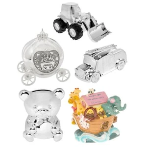Shudehill Silver Plated Mini Money Box Teddy Bear, Fire Engine, JCB and More! - Foto 1 di 6