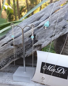Sterling Silver Necklace & Matching Pull Through Earrings. - Picture 1 of 6