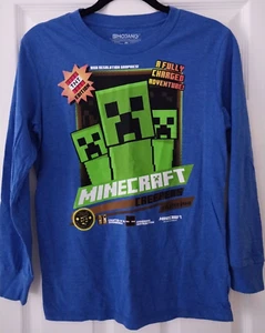 Mojang Minecraft Blue Long-Sleeve T-shirt Youth Size Large - Picture 1 of 3