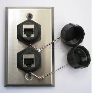 2 Port CAT6 Shielded RJ45 Ethernet Connector Extender Indoor Outdoor Wall Plate - Picture 1 of 2