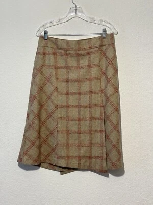Vtg Banana Republic Skirt Size 6 Beige Plaid Wool Blend Preppy Academia Italy 31 - Image 1 of 4