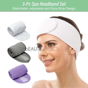 3-PK Diademas Faciales Spa Lavado Facial Diadema Maquillaje Toalla Envoltura para el Cabello AH1009G/P/W - Imagen 1 de 4