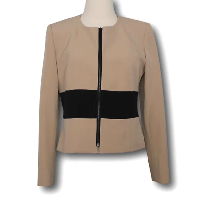 Blazer Profesional KASPER (6P) Semi Ajustado Cremallera Frontal Tostado/Negro LN Foto 1 de 3